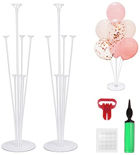 Tabelle Ballonständer Kit (2Table Ballonhalter, 1Ballon Pumpe, 1Ballon Knotter), Ballon Sticks Luftballons Ständer Transparente Ballon Stand Dekoration für Party, Hochzeit, Geburtstag, Weihnachten