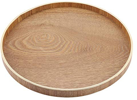ciciglow Bandeja de madera redonda, de madera Bandeja de servicio redonda de bambú Color vintage no tóxico para té, café, comida, hogar(30cm)