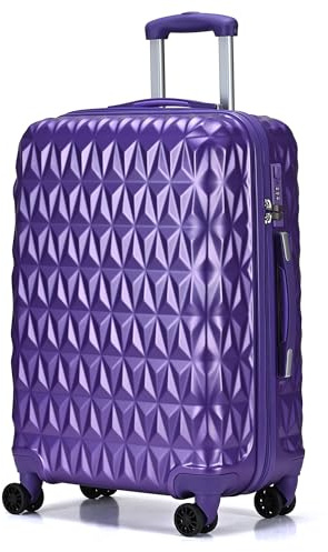 CMY Suitcase Medium Size Lightweight Hardshell Luggage 4 Dual Spinner Wheels Trolley Suitcase 24 Hold Check in Luggage 3 Digit Combination Lock Business Trip (Purple, 24 inches)