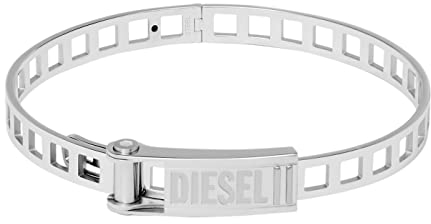 Diesel Armband Für Männer Stahl, Länge: 180-195mm, Breite: 10.5mm, Höhe: 1.5mm Silber Edelstahlarmband, DX1356040