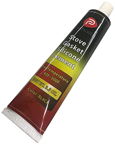Protalwell Guarnizione per porta stufa a legna in cemento, adesivo resistente alle alte temperature, materiale siliconico, nero 3,5 Fl Oz
