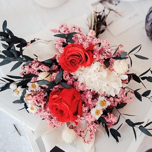 Equirider Fiori Naturali secchi Bouquet Rose Crystal Pampas Erba Foglie di eucalipto Ortensia Fiore Matrimonio Matrimonio Decorazione Accessori