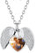 Custom4U Personalisierte Damen Herz Medaillon zum Öffnen für Bilder mit Textgravur Memorial Zirkonia Flügel Medaillon Silber Halskette Foto Engelsflügel Amulett Kette für Weihnachten Geburtstag