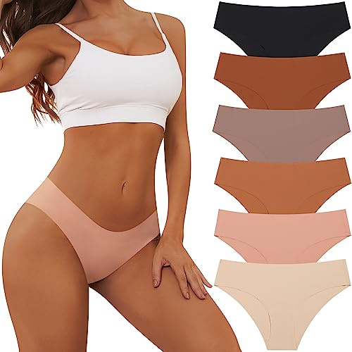 Adorel Culotte sans Couture Slip Invisible sous-vêtements Femme Lot de 6 Slips Basique S