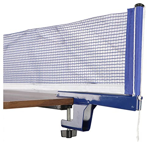 YJZQ Filet Table Ping-Pong Remplacement de Table de Tennis Filet Bleu avec Poteaux de Support Pliable Pièces de Rechange pour Gymnase Scolaire 178cmx14cm