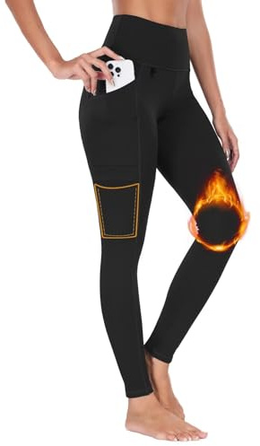 BAYGE Leggings Térmicos de Senderismo Mujer Invierno Cintura Alta Forro Polar Impermeable Opaco Control de Abdomen Slim Fit Pantalón de Senderismo Yoga Ciclismo Deportivo con Bolsillos