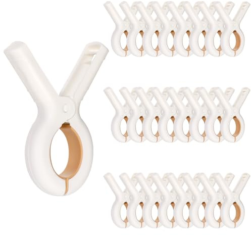 Frcctre 30 Pack Beach Towel Clips, Heavy-Duty Plastic Clothes Pins Quilt Drying Clips, Windproof Strong Grip Plastic Clothespins for Beach Towels, Blankets, Dry on Clothesline and Hanging Rack