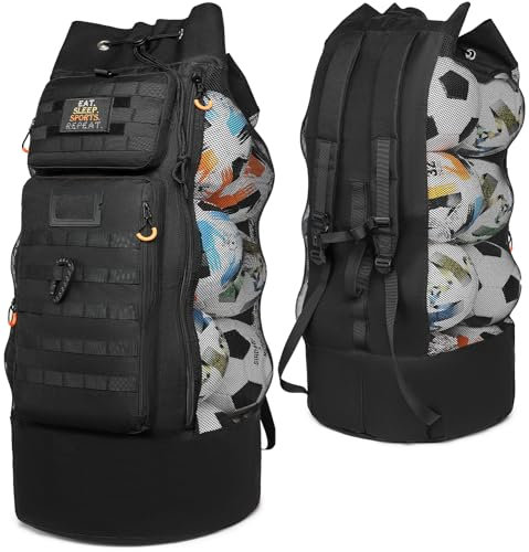 BlesMaller Fußball Ballsack extra große Balltasche für 13 Bälle Netztasche Herren Sport Rucksack für Volleyball Basketball
