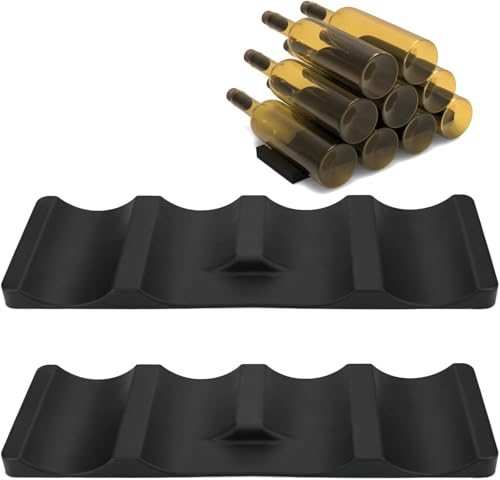 MSIHEY 2 Pièces Range Bouteille Frigo Bouteille Empilable en Silicone Jusqu’à 10 Bouteilles Support Bouteille Vin Antidérapant Tapis en Bière pour Cuisine Réfrigérateur Comptoir Garde-Manger