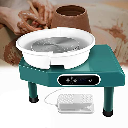 KJLYLPP 350W Electric Potter's Wheel, Ceramic Pottery Wheels Heavy Duty Pottery Forming Machine with Foot Pedal and LCD Touch Screen, for Beginner DIY Clay Tools (Green)