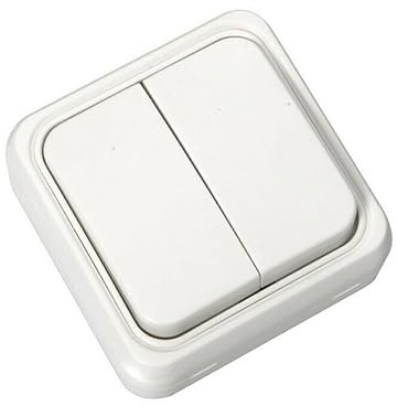 Interruptor doble blanco nieve, serie cristal, para controlar diferentes circuitos eléctricos en hogares y oficinas.