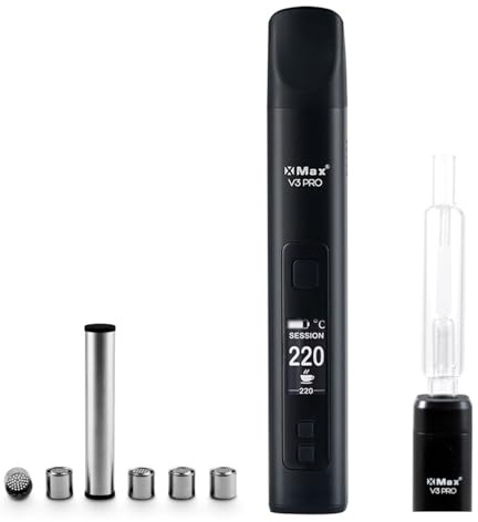 XMAX V3 Pro Premium 3-in1 Dry Herb, Wax, Concentrate Vaporiser by Captivate, USB C, Removable Battery, 5x Storage Capsules and Water Bubbler for Cooled Vapour **Includes Bubbler and Dosing Capsules**