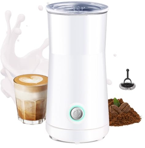 Huogary Milk Forther Simple Milk Frother and Steamer 2-in-1 Milk Steamer with Hot Milk Foam and Hot Milk for Latte, Macchiato, Cappuccinos (White)