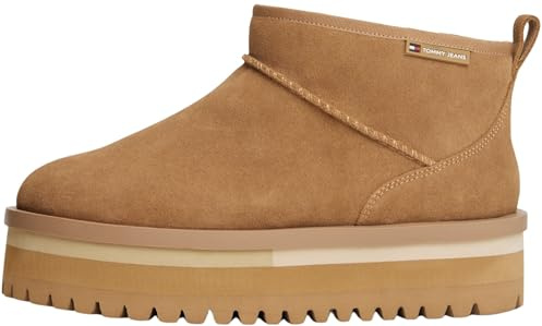 Tommy Jeans Donna Stivali Bassi Flatform con Zeppa, Beige (Bronze Twist), 38