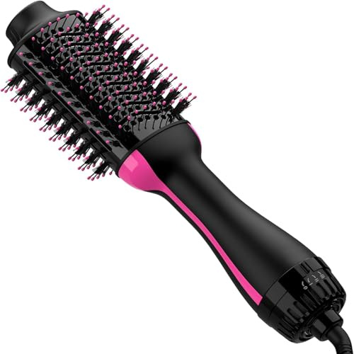 Mise à jour Brosse Soufflante 4 en 1 Brosse Chauffante Brushing Brosse rotative à air chaud, Brosse Coiffante pour Sécher Lisser Volume