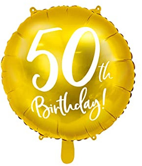 Ballon gonflable 50ème anniversaire doré - Ballon à l'hélium chiffre 50 - Décoration pour femmes et hommes - Ballon d'anniversaire réutilisable de 45 cm
