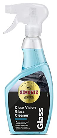 Simoniz Clear Vision Car Glass Cleaner Spray, Car Window Cleaner For Clear & Streak-Free Windows, Essential Car-Cleaning Products, Rapid Action Car Windscreen Cleaner For Better Visibility, 500ml