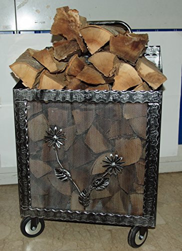 Carrello Porta Legna in Ferro con 4 Ruote di Cui Due PIROETTANTI