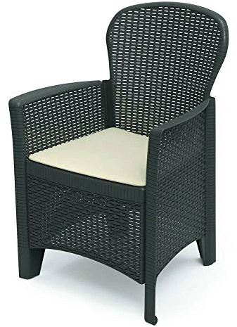 Tomaino Fauteuil de jardin en plastique effet rotin