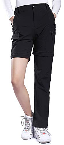 Hiauspor Pantalon de randonnée convertible léger à séchage rapide pour femme - Pantalon extensible UPF 50+
