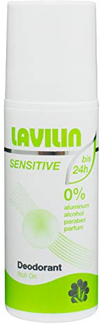 Lavilin Deo Roll-on Sensitive 65 ml, für empfindliche Haut, schützt bis 24 Stunden vor Schweissgeruch, ohne Parfüm, ohne Aluminium, ohne Alkohol, ohne Paraben, pflanzliche Wirkstoffe, wasserresistent