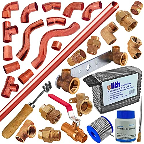 Löt Fitting alle Sorten | Kupfer Rotguss | Winkel Bogen Übergang T-Stück Zubehör | 10-35 mm >>> Löt-Kugelhahn 15mm