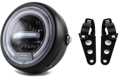 kucehiup 6.5 Inches Round Motorcycle LED Headlight with Brackets Assembly (Yellow Light)