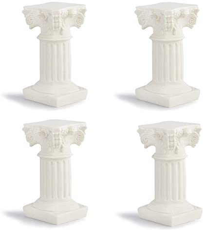 4 pezzi Colonne bianche romane colonne greche mini decorazioni in resina per la decorazione della casa statua