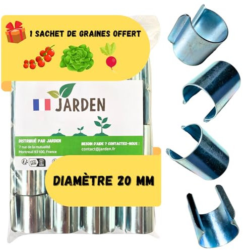 JARDEN© Set mit 20 Gewächshaus Klammern 20mm - Verzinkte Clips für Gewächshäuser - Metallklammern für Folien, Zubehör Gewächshaus - Sturmsichere Befestigung