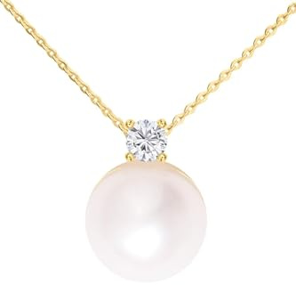 My Gold Damen Halskette Gold 333 Kette mit Anhänger Echtes Gelbgold (8 Karat) Zirkonia Schwarz Weiß 45cm Goldkette Gracia