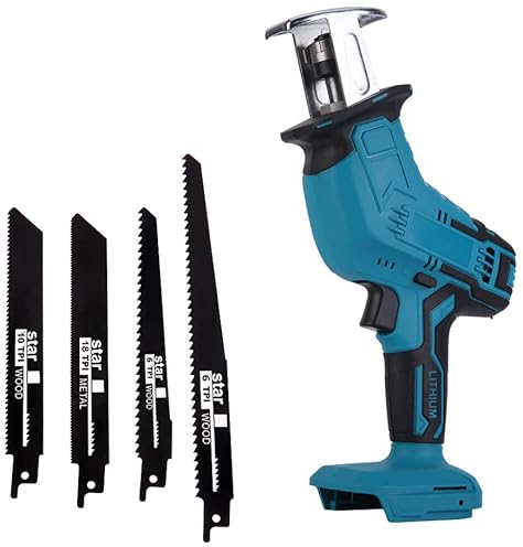 Sierra sable con batería compatible con batería Makita18v, sierra universal inalámbrica con 4 hojas, 3000 rpm/min, para cortar madera, plástico, metal (sin batería)