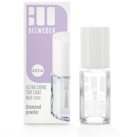 BELWEDER - Vernis Durcisseur Ongle Ultra Brillant à la Poudre de Diamant 1 x 7,5ml - Soin Ongles - Vernis à Ongles Renforce les Ongles Mous, Cassants et Striés - Brillance Transparente