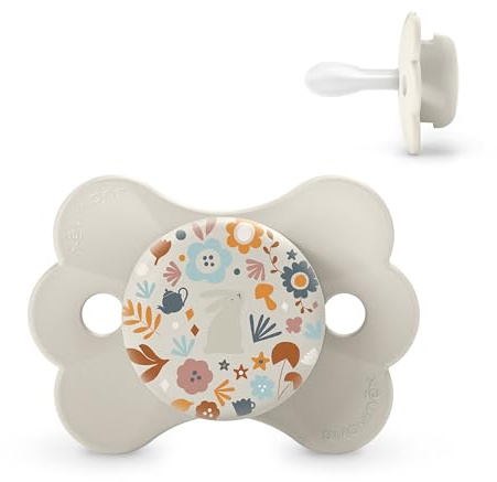 Suavinex, Dummy 0-6 months baby dummy with silicone teat SX Pro, symmetrical, flat and flexible teat, for babies, respects oral cable development, Wonderland Neutral