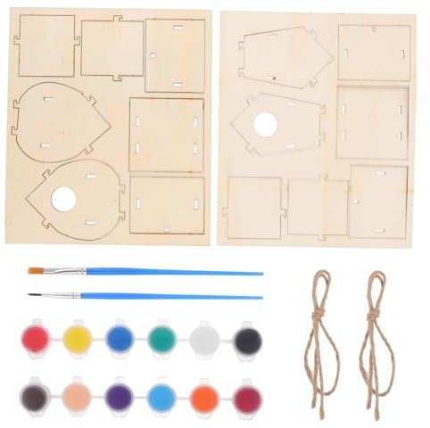 DIKACA 2Sätze DIY Vogelhaus Bausatz Für Dichteboard Unfertiger Holz Vogelhaus Mit Kreativen Malmöglichkeiten Für Jungen Und Bastelset Zum Selbermachen