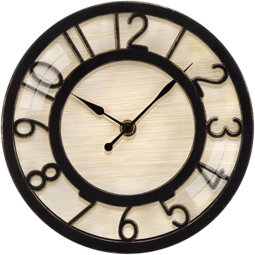 ACCSHINE Orologio da parete per bambini, silenzioso, vintage, 20 cm, con numeri romani, al quarzo, a batteria, facile da leggere, per camere, casa, cucina, camera da letto, ufficio, scuola