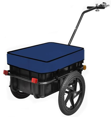 Hopfällbar Cykelkärra, Cykelkärra för Hundar och Handvagn, Snabbkoppling, Reflexer, för Camping, Resor Och shopping(Blue)