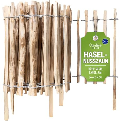 Creative Home Staketenzaun 50cm hoch und 5m lang | Lattenabstand 3-4 cm