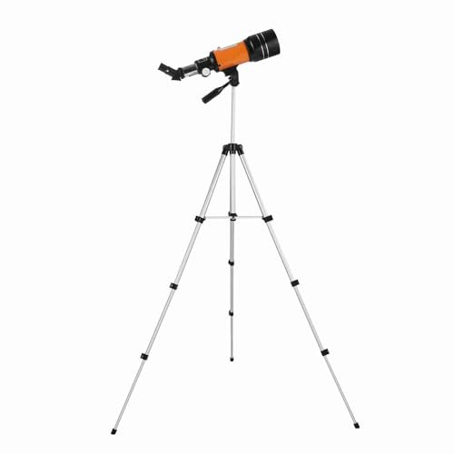 Sunydog Resa 70 Mm Rymdteleskop 150X Högförstoring Spottingscope med 3X Barlow-lins för Camping (Orange)