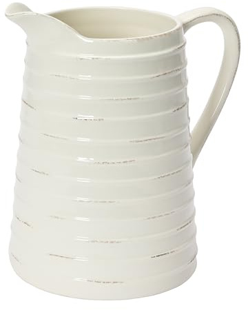 Creative Co-Op White Ceramic Pitcher