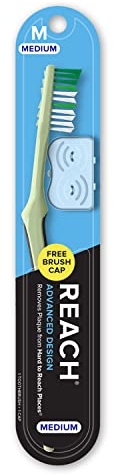 Reach Advanced Design Medium Bristle Toothbrush with Cap, 1 Count