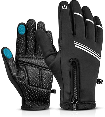 Hikenture Winter Cycling Gloves for Men Women -Thermal Bike Gloves(Black L)
