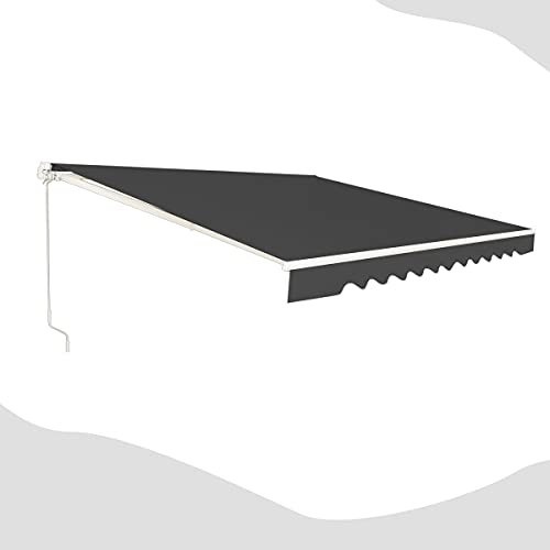 GOPLUS Store Banne Manuel 3Mx2,5M, Auvent de Terrasse Extérieur et Tissu Résistant aux UV avec Manivelle et Angle Réglable 5-35°pour Patio,Balcon,Terrasse (Gris)