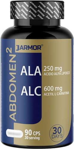 L-Carnitin 600 mg + Alpha Liponsäure Kapseln Hochdosiert – 90 Kapseln – Acetyl l Premium-Qualität & Laborgeprüft – Reines L-Carnitin Tartrat - Stabilste Form von L Carnitin J.Armor Pharma Italy