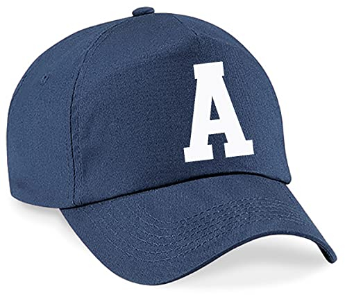 4sold Niños Azul Marino Algodón A-Z Summer Sun Hat Niños Escuela Niños Niños Gorras Sombrero Deporte Niño Niña Béisbol Ajustable Protección UV del Sol - A