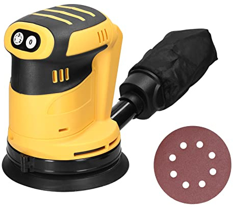 Hosioe - Lijadora orbital sin cable con motor de cepillo de 125 mm, pulidora de madera para coche, pulidora multifuncional, para pulido de metal, de madera, lijadora orbital ajustable de 3 velocidades