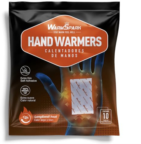 WarmSpark handvärmare – långvarig värmeförpackning med ficka för campinghandskar värmare – upp till 12 timmars värme (10 par)