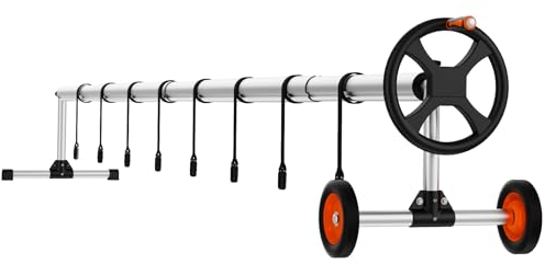 VEVOR Enrouleur de Bâche Couverture Solaire de Piscine en Aluminium 2,65-4,2 m avec Roues en Caoutchouc et Sacs de Sable Système Enroulement de Bâches pour Piscines Creusées Maison Extérieur Publique