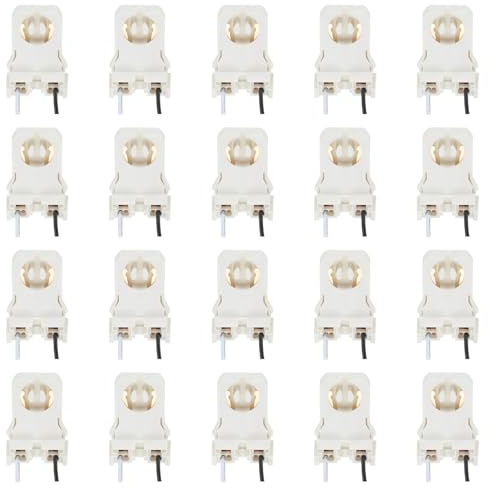 PATIKIL T8 Lamp Holder, 30pcs Non-shunted Tombstone Light Socket G13 Base with Wires for LED Integrated Fluorescent Tube Replacements, White