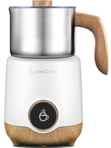 AMZCHEF 8-IN-1 Montalatte Elettrico Cappuccino 550 Watt, 600 ml Montalatte Elettrico con Tazza Divisa per Schiuma di Latte Calda e Fredda, Latte Caldo, Alimenti per Bambini a Base di Latte