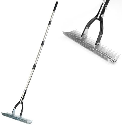 Thatch Rake | Lawn Thatching Rake with Steel Tines & Sturdy Handle | Efficient Grass Grooming Heavy-Duty Rake for Removing Dead Grass & Debris | Durable Garden & Soil Rake